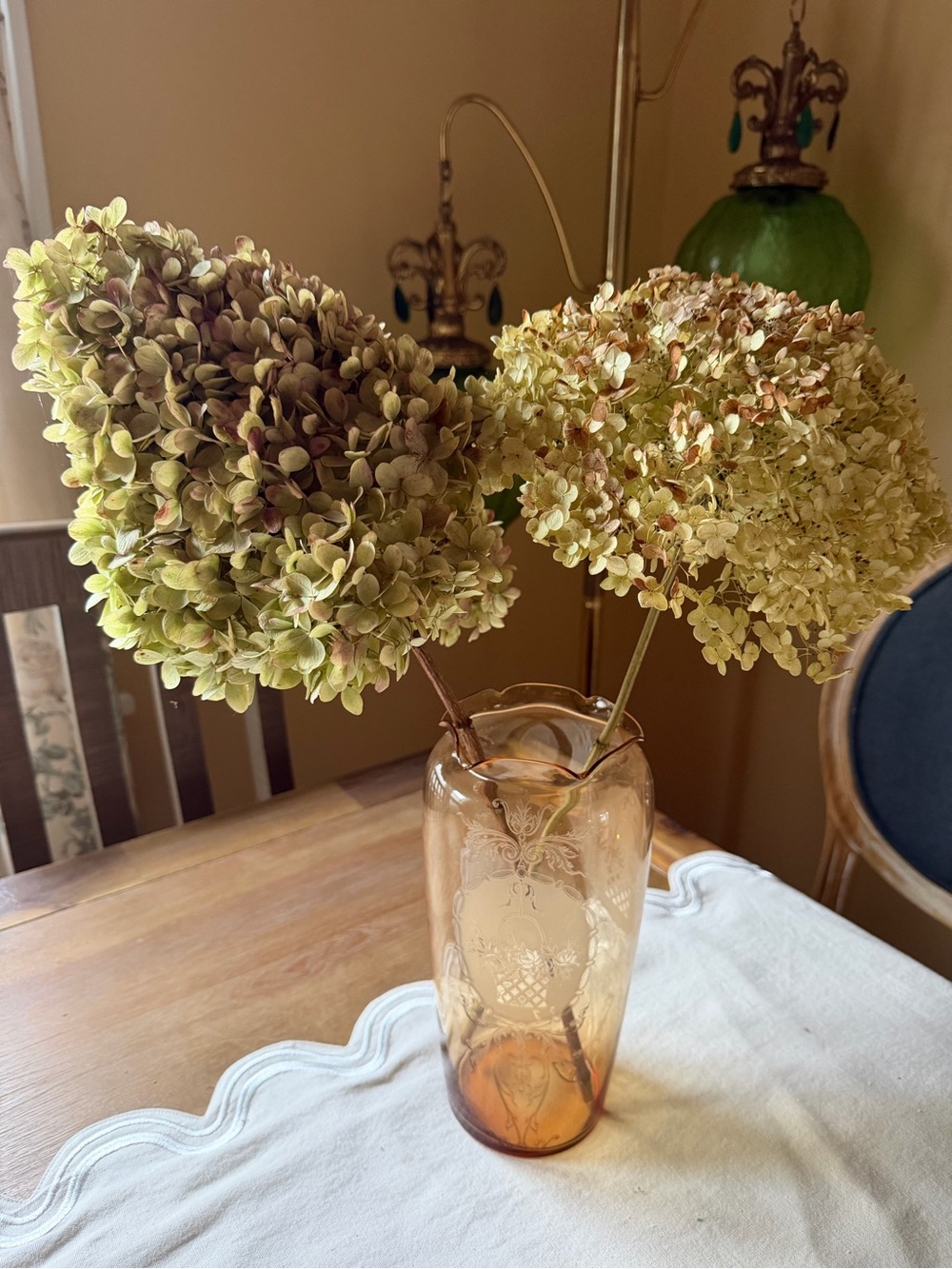 Tiffin Arcadian Amber Ruffled Vase
